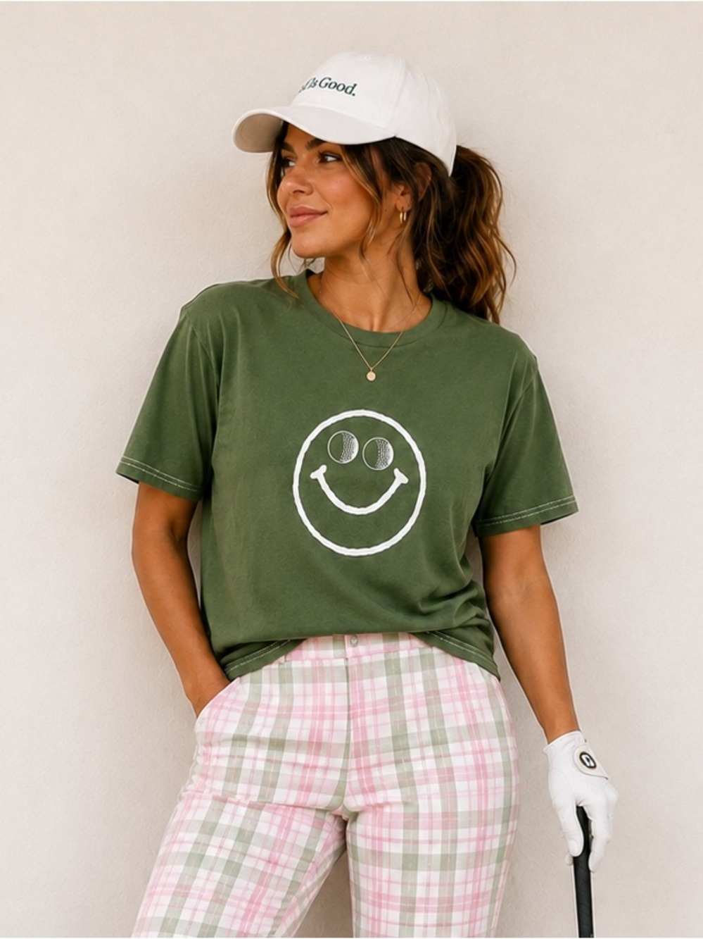 URBAN OUTFITTERS Ripple Green Golf is Good T-Shirt with Smiley Face - Picture 1 of 13